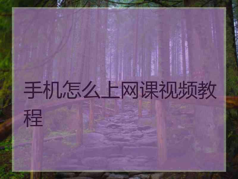 手机怎么上网课视频教程