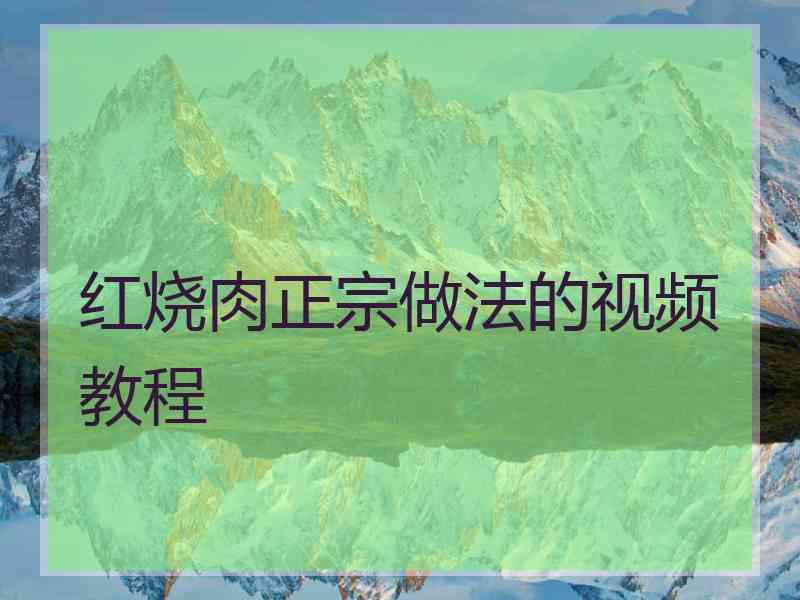 红烧肉正宗做法的视频教程